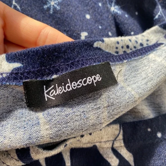 π KALEIDOSCOPE NAVY WHITE REINDEER 2-PIECE PAJAMA SCARF SET! - Picture 6 of 13